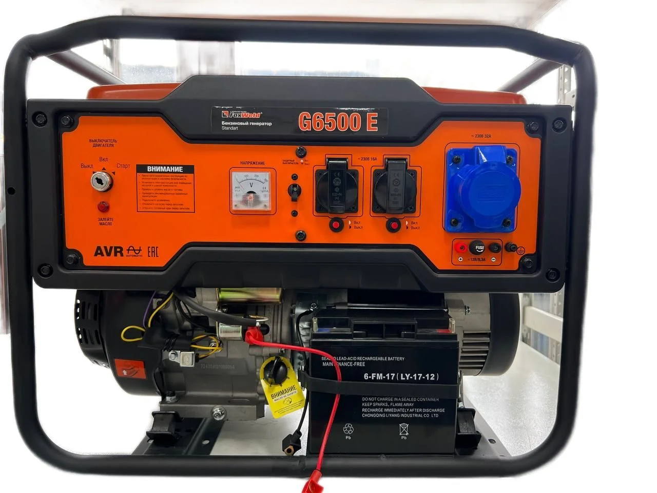 Генератор бензиновый FoxWeld Standart G6500 E, ручной/эл стартер 5.2кВт, 11л/с, бак 25л