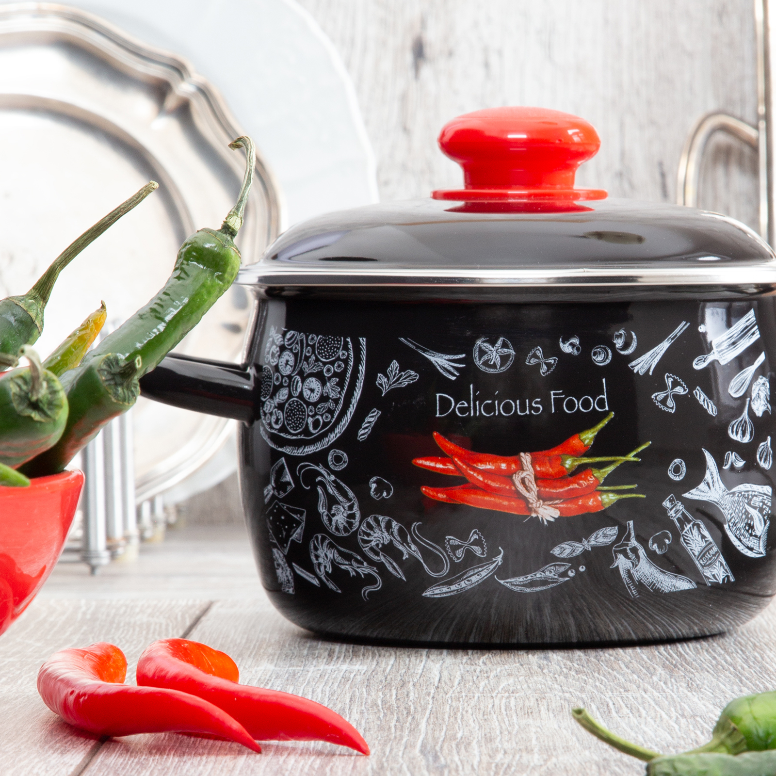Кастрюля эмал сфер Chilli 2,0л TM Appetite