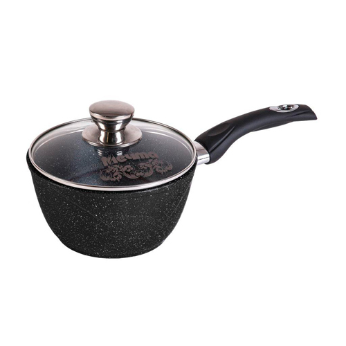 МЕЧТА Гранит black Ковш 1,2 л. со стеклянной крышкой