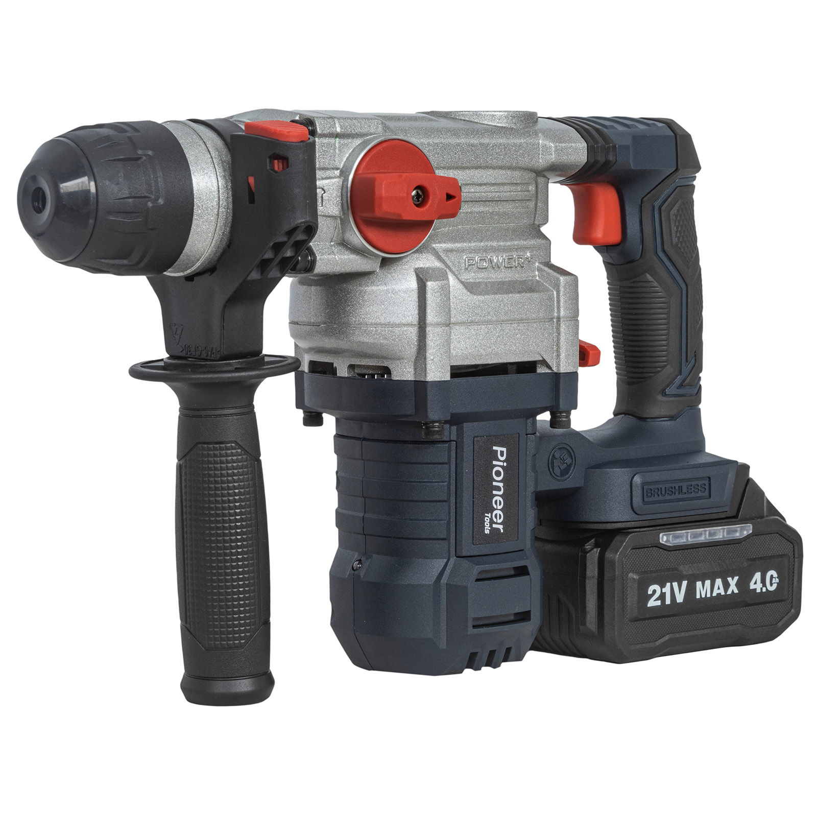 Перфоратор аккумуляторный Pioneer RH-E21V45-01C, Li-Ion 20В 4000мАч. 0-3800уд/мин,  0-760об./мин.