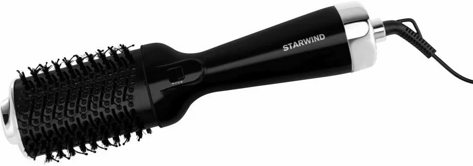 Фен-щётка Starwind SHB 7760 черный/серебристый, 1200 Вт, ионизация