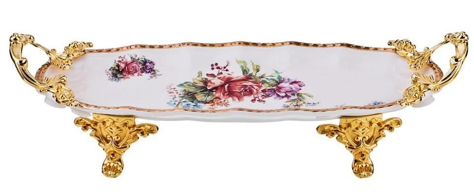 БЛЮДО СЕРВИРОВОЧНОЕ "GOLDEN CHARM" НА НОЖКЕ, 20*8 СМ