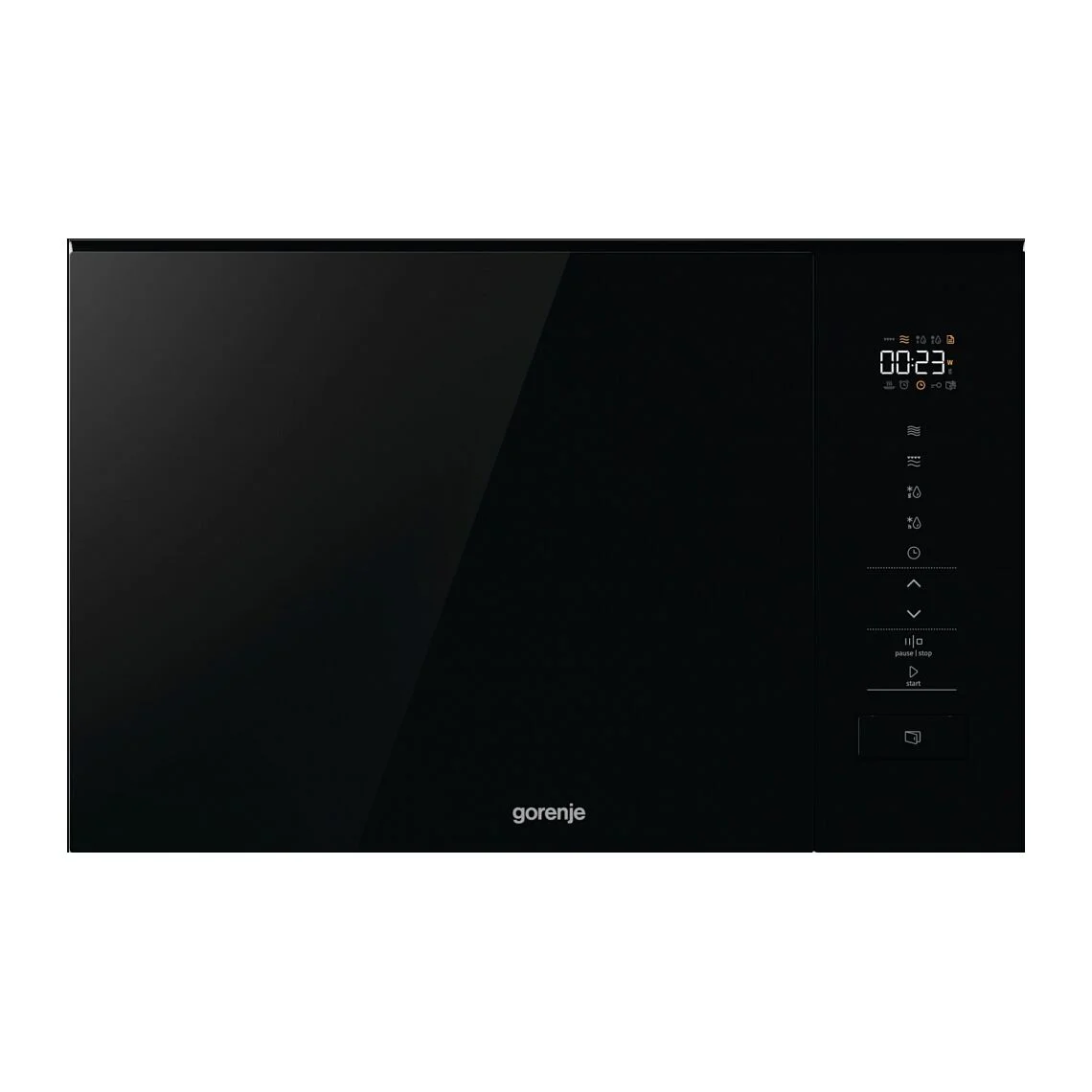 Встраиваемая микроволновая печь Gorenje, 20 л, 5 уровней мощности, 8 автопрограмм, электронное управление/утапливаемый переключатель, дисплей, гриль,