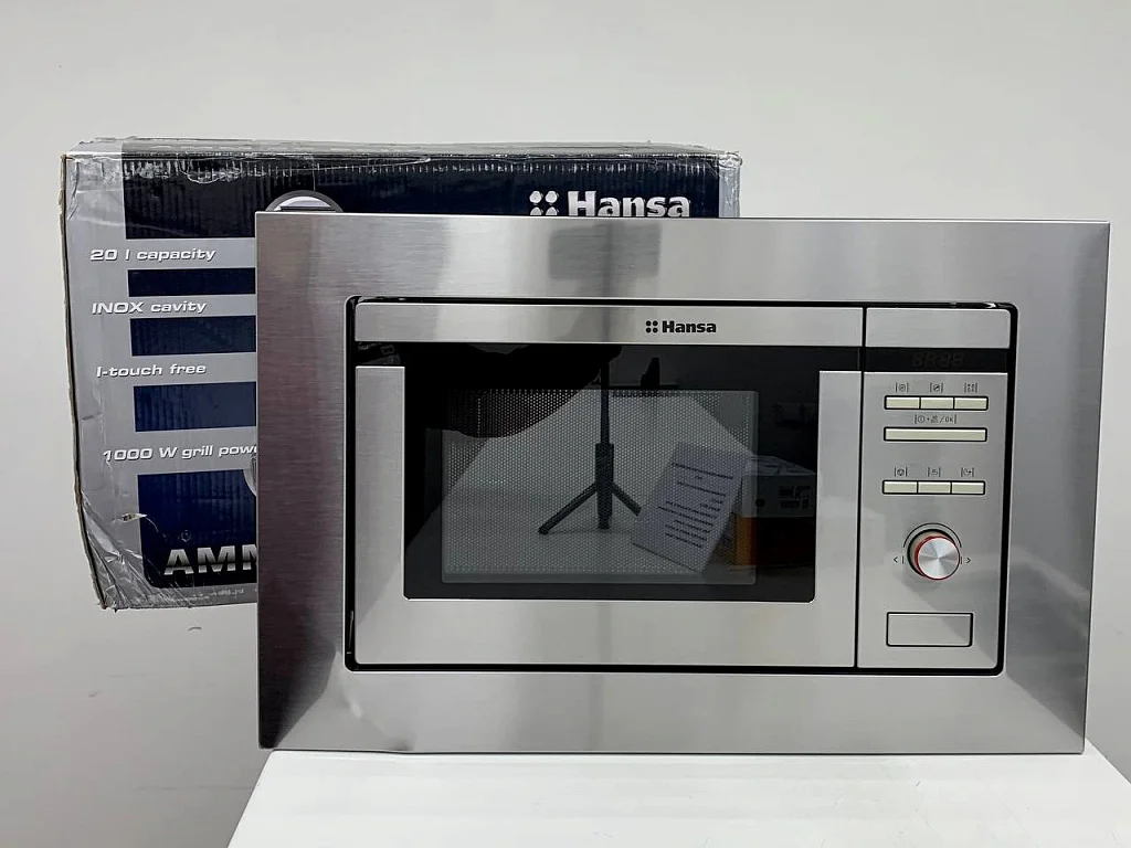 Встраиваемая микроволновая печь Hansa AMM20BEIH нержавеющая сталь, 20 л, 800 Вт, переключатели - кнопки/поворотный механизм