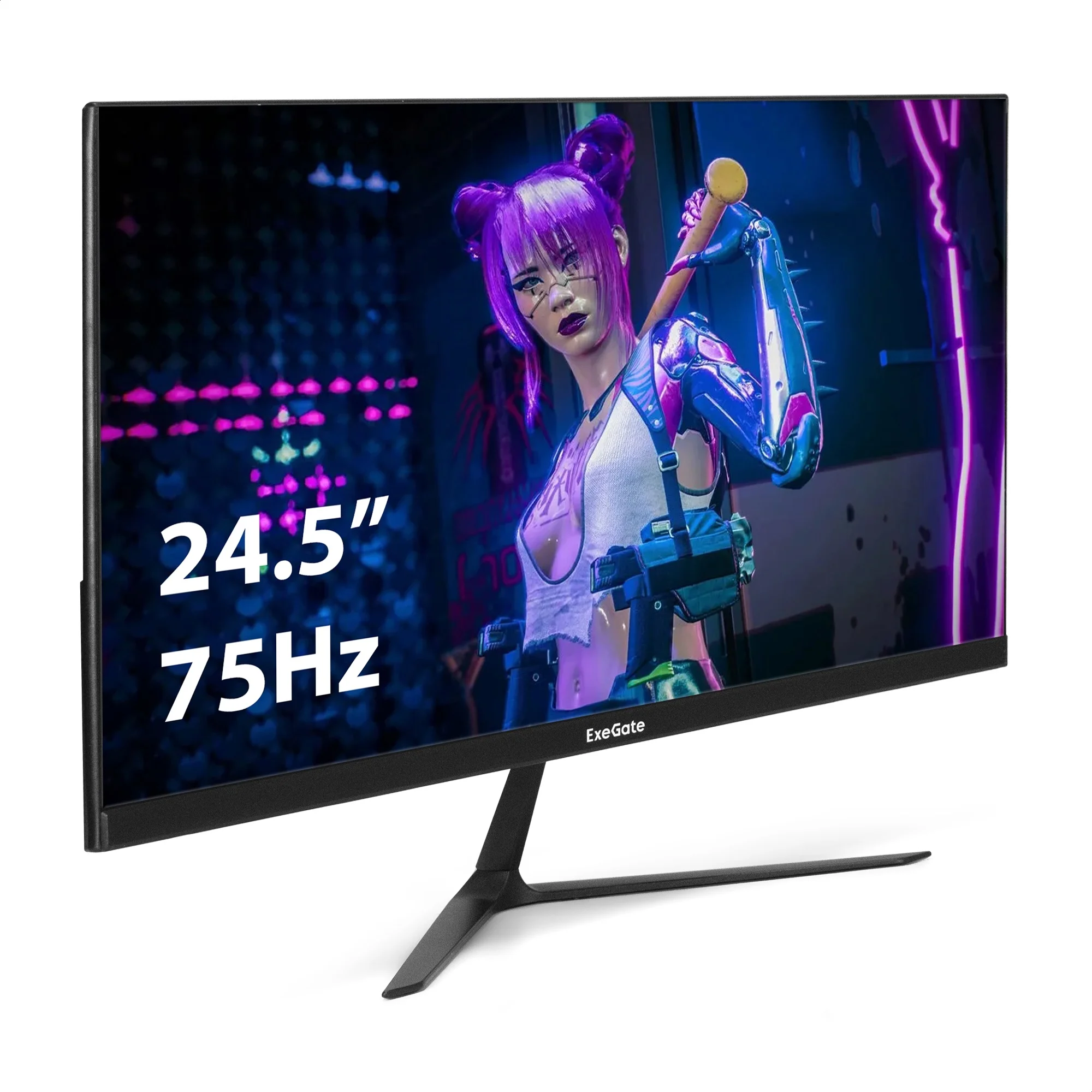 Монитор 24.5" ExeGate SmartView EH1500A IPS 1920x1080, 75 Гц, 5 мс, 16:9, 250 кд/м², 1xVGA, 1xHDMI, 1xDP, 3.5 мм, черный