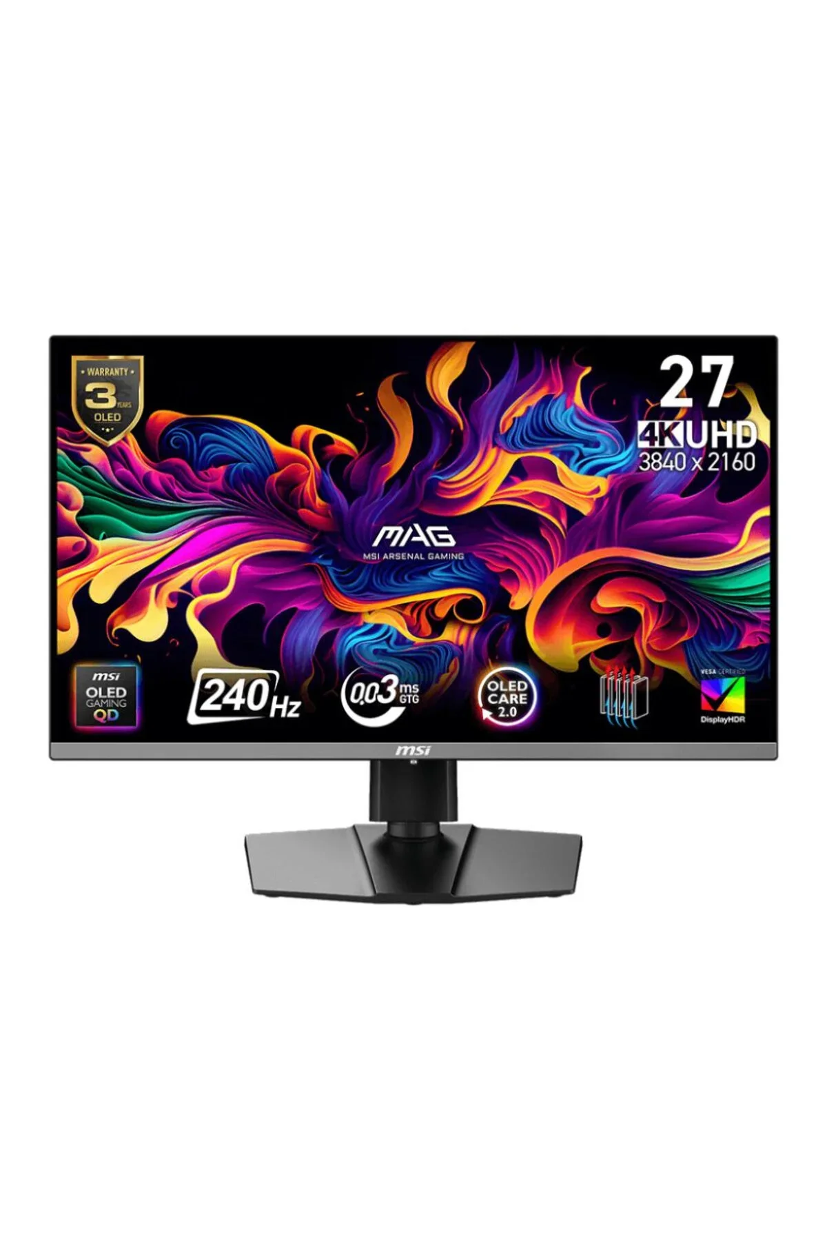 Монитор 26.5" MSI MAG 271QP QD-OLED 2650x1440, 240 Гц, 0.03 мс, 16:9, 240 кд/м², HDMI 2.1, DP 1.4a, 3.5 Jack, USB-C, Adaptive-Sync, черный