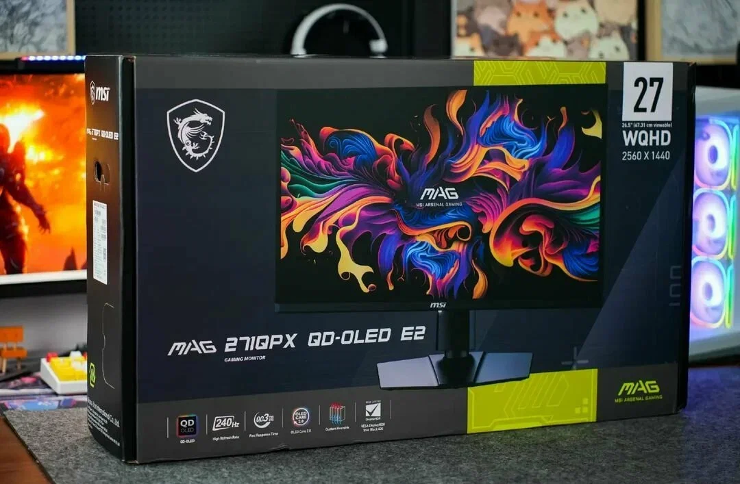 Монитор 26.5" MSI MAG 271QP QD-OLED 2650x1440, 240 Гц, 0.03 мс, 16:9, 240 кд/м², HDMI 2.1, DP 1.4a, 3.5 Jack, USB-C, Adaptive-Sync, черный