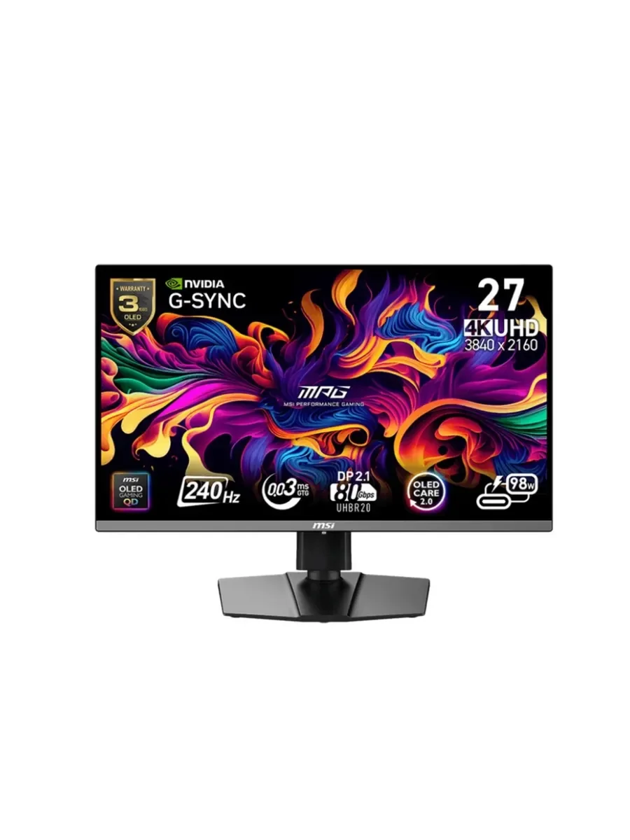 Монитор 26.5" MSI MPG 272URX QD-OLED 3840x2160, 240 Гц, 0.03 мс, 16:9, 1000 кд/м², DP 2.1a, HDMI 2.1 (x2), USB-C, 3.5 Jack, USB Hub (2x USB 3.2), HDR1