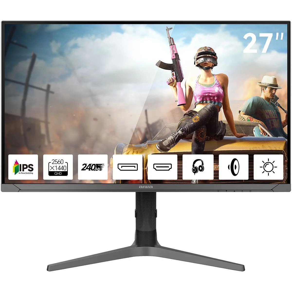 Монитор 27" ABR MA265S Pro OLED 2560x1440, 280 Гц, 0.03 мс, 16:9, 250 кд/м², 2xHDMI, 2xDP, 3.5 Jack, динамики (2x2 Вт), HDR10, FreeSync, серо-черный
