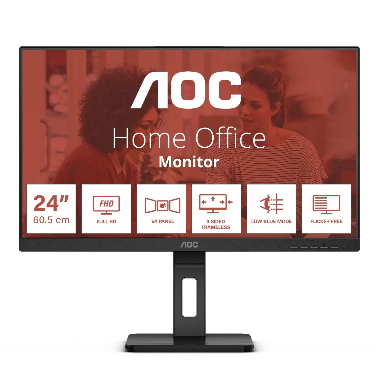 Монитор 27" AOC 27E3QAF IPS 1920x1080, 75 Гц, 4 мс, 16:9, 300 кд/м², HDMI 1.4, DP, VGA, 3.5 Jack, динамики (2x2 Вт), черный