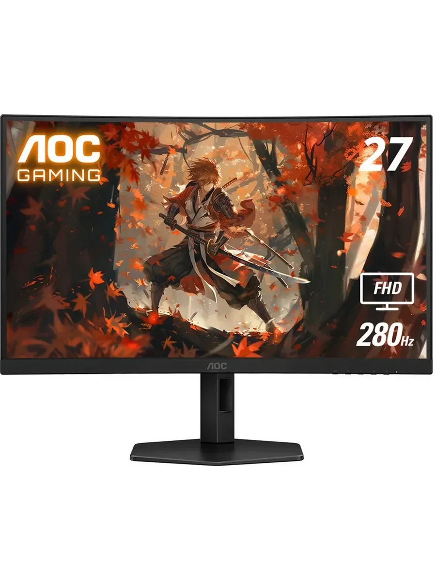 Монитор 27" AOC C27G4ZXU VA 1920x1080, 280 Гц, 1 мс, 16:9, 300 кд/м², 3000:1, 1500R, 2xHDMI, 1xDP, изогнутый 1500R, черный