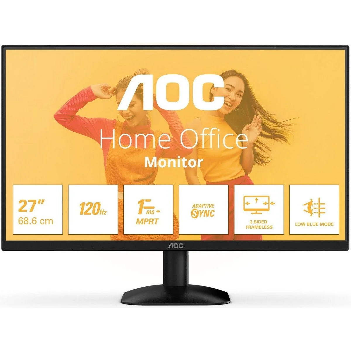 Монитор 27" AOC Q27B35E IPS 2560x1440, 75 Гц, 1 мс, 16:9, 300 кд/м², HDMI 1.4, DP 1.4, HDR10, Adaptive-Sync, черный