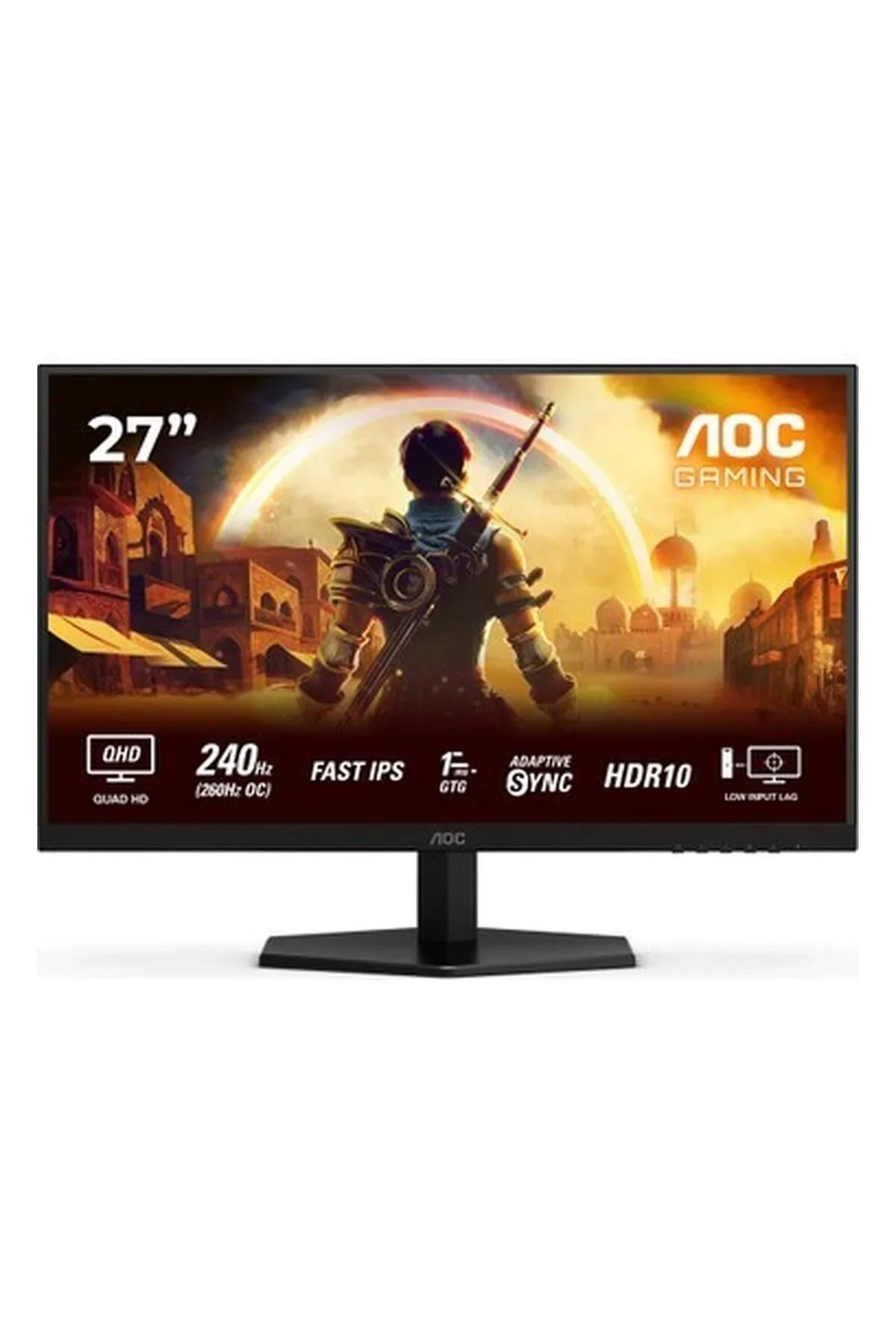 Монитор 27" AOC Q27G42HE IPS 2560x1440, 180 Гц, 0.5 мс, 16:9, 350 кд/м², HDMI 2.0, DP 1.4, 3.5 Jack, HDR10, G-Sync, Adaptive-Sync, черный/красный