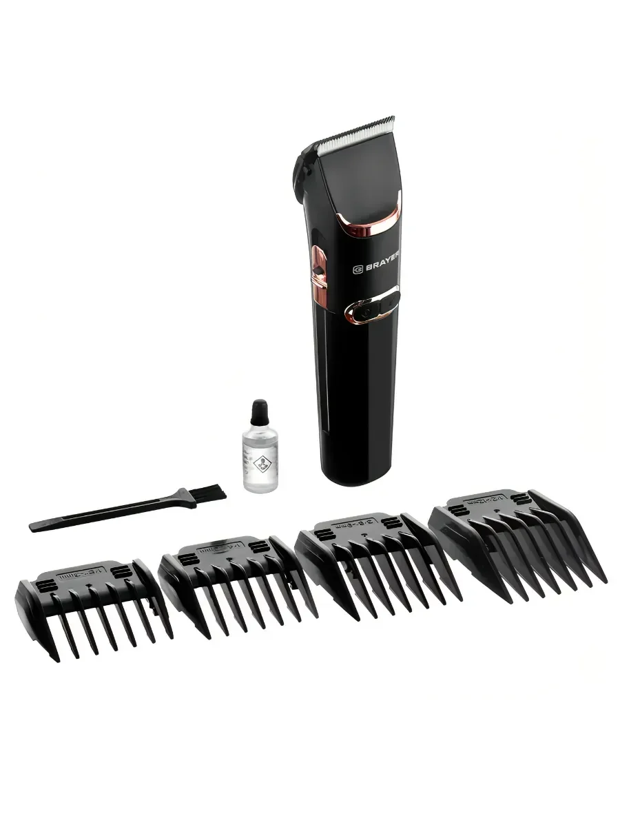 Машинка для стрижки BRAYER BR3401 (LED-дисплей, 4 насад, турбо, титан. покр, регу. высоты лезвий)