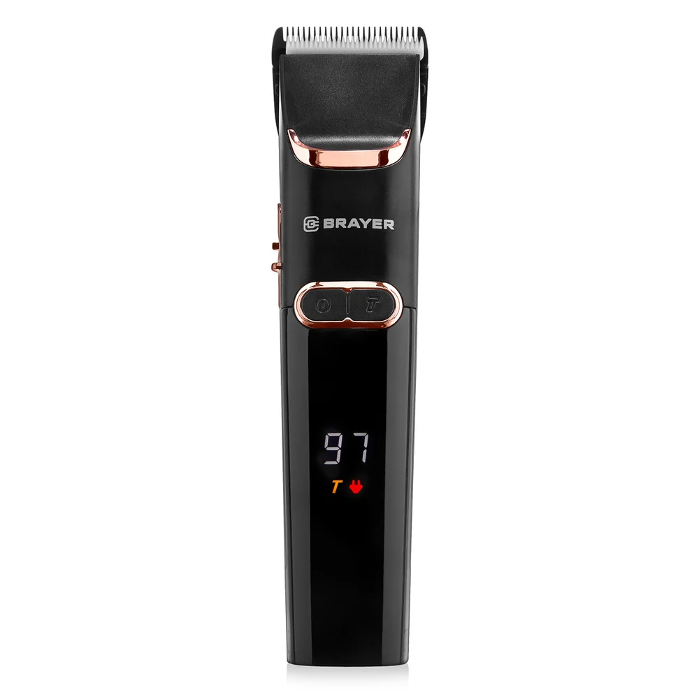 Машинка для стрижки BRAYER BR3401 (LED-дисплей, 4 насад, турбо, титан. покр, регу. высоты лезвий)