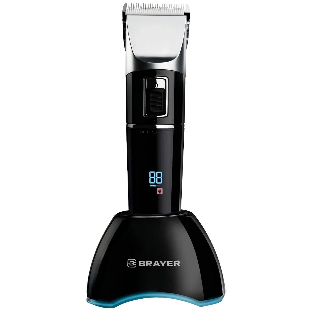 Машинка для стрижки BRAYER BR3402 (LED-дисплей, 4 насад, турбо, титан. покр, регу. высоты лезвий)