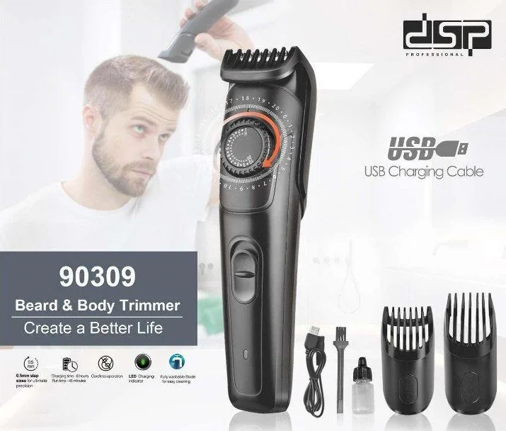 Машинка для стрижки DSP 90309. 3Вт акб 600mAh 45 мин.работы USB кабель