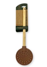 OMS Шумовка силиконовая с ручкой из бамбука Molly, цвет: коричневый, арт. B3679