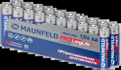 Батарейка, аккумулятор и зарядное устройство для него Maunfeld PRO Long Life Alkaline AA (LR6), 20 шт., спайка (MBLR6-PB20)