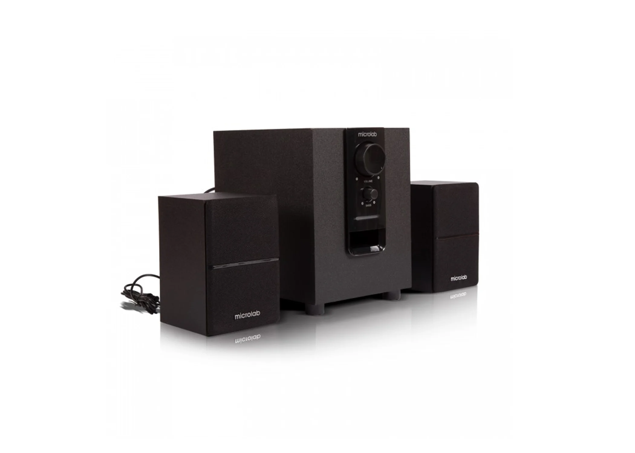 Колонки MICROLAB M-106BT черный 2,5 Вт x2 + 5 Вт, Гармонические искажения: < 0,5% (1 Вт 1 кГц), Частотная характеристика: 35 Гц - 20 кГц, Отношение си