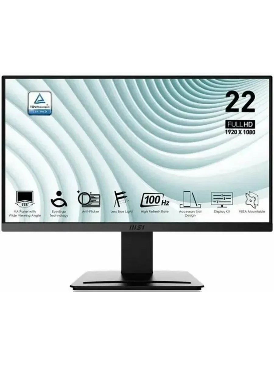 Монитор 21.45" MSI Pro MP223 E2 VA 1920x1080, 100 Гц, 4 мс, 16:9, 250 кд/м², HDMI 1.4b, DP, 3.5 Jack, черный