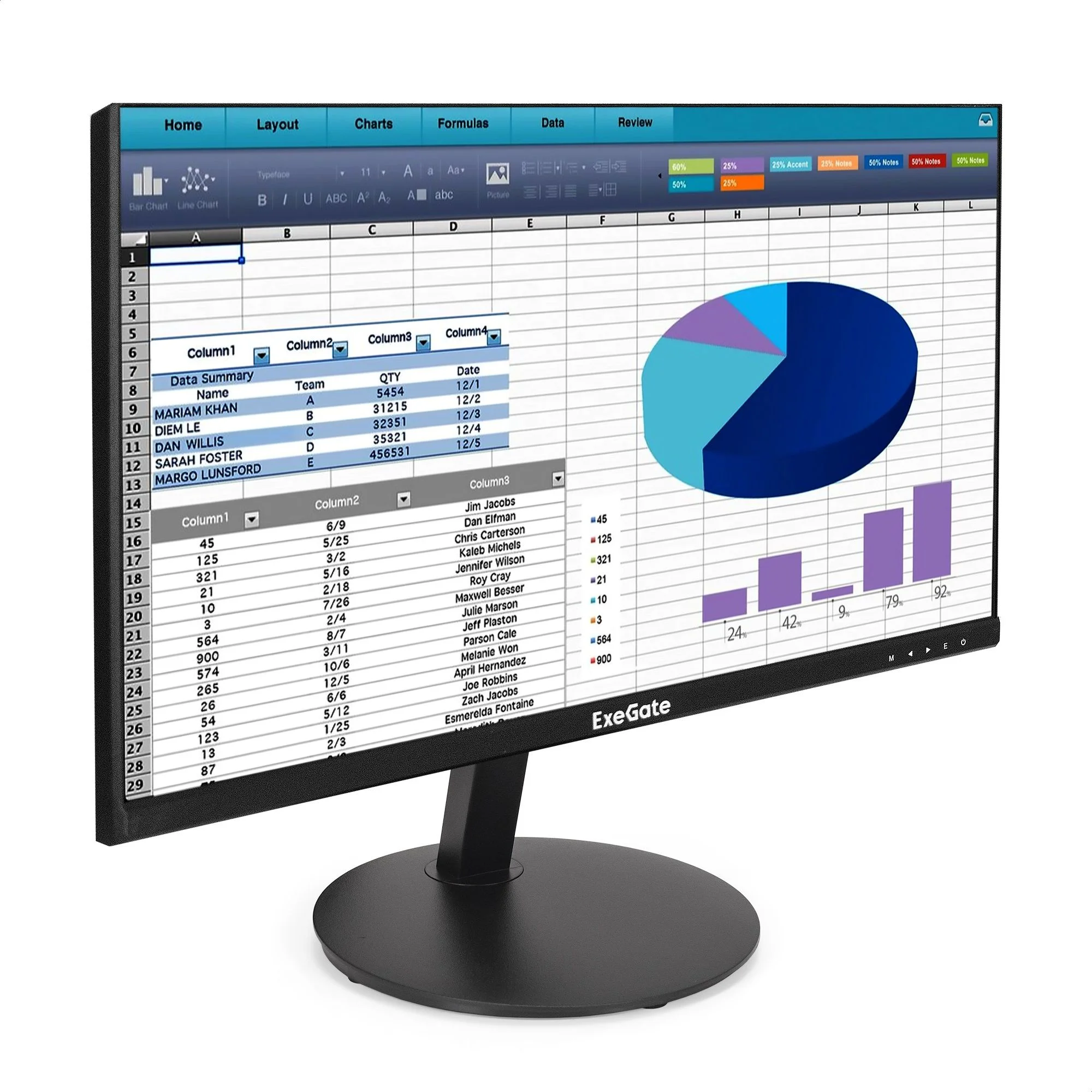 Монитор 21.5" ExeGate SmartView EP2207T IPS 1920x1080, 75 Гц, 5 мс, 16:9, 250 кд/м², VGA, HDMI 2.0, HDR10, FreeSync, черный