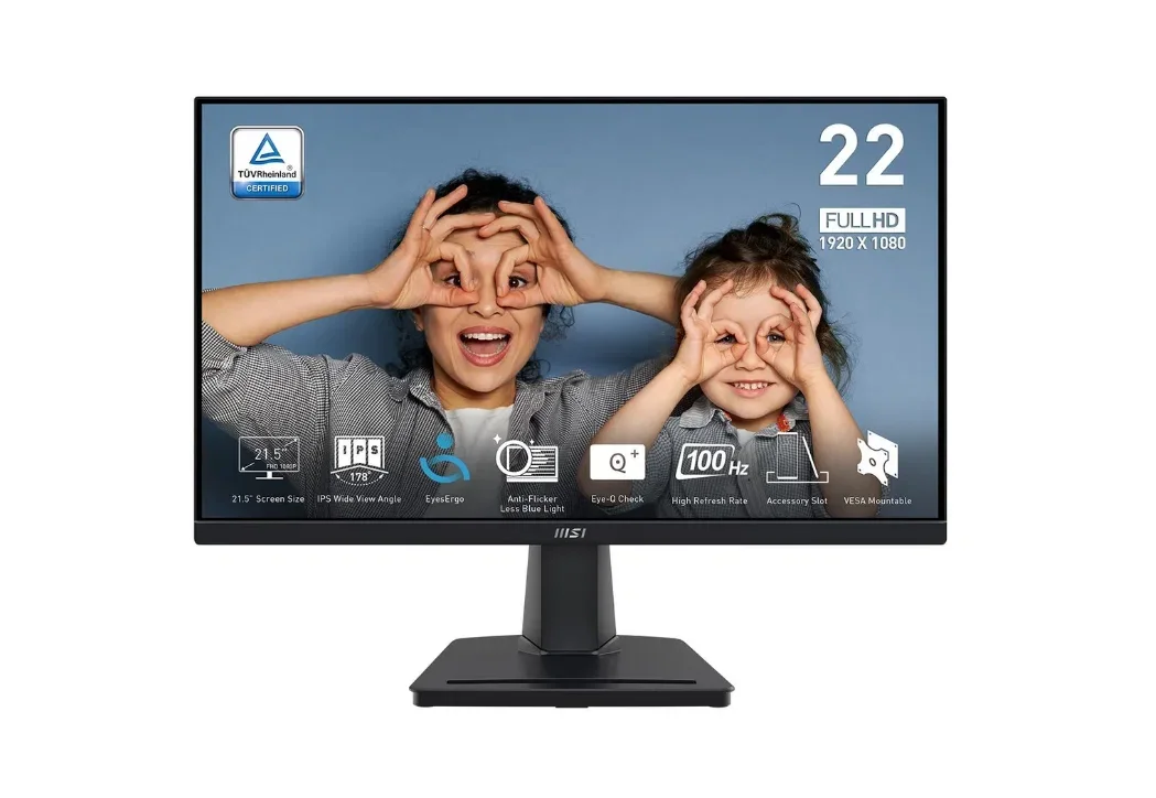 Монитор 21.5" MSI Pro MP225 IPS 1920x1080, 100 Гц, 1 мс, 16:9, 250 кд/м2, 1xHDMI, 1x3.5 мм, черный
