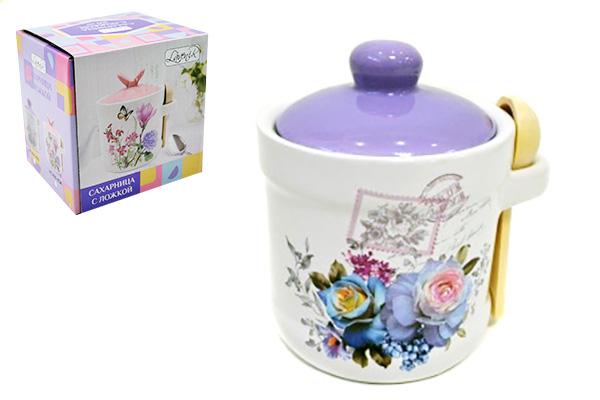 Lavenir Сахарница "Сиреневый букет" HC205-Р85 с ложкой (10702070/211222/3458919, Китай)