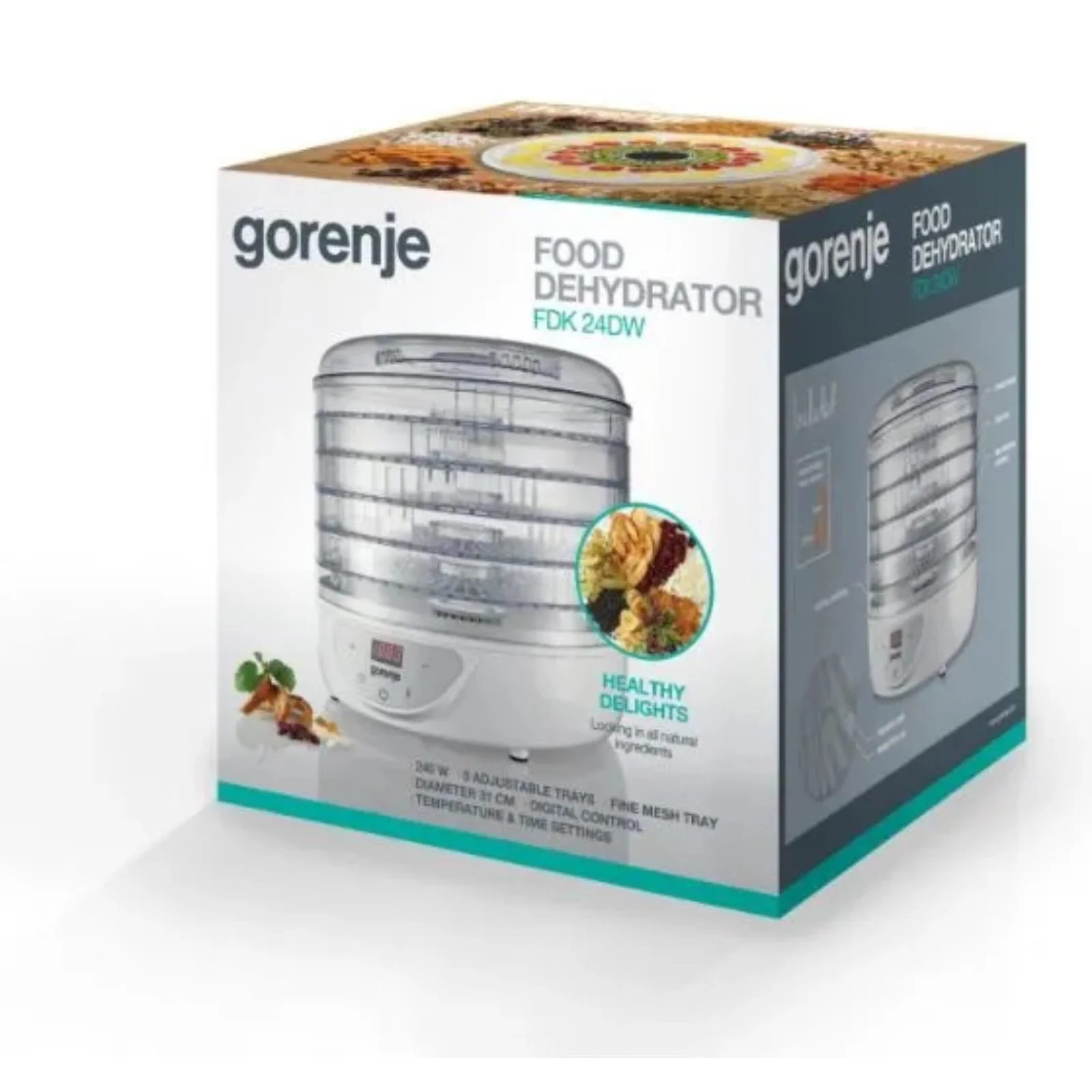 Электросушка Gorenje FDK24DW 5 поддонов, конвективная, таймер, дисплей