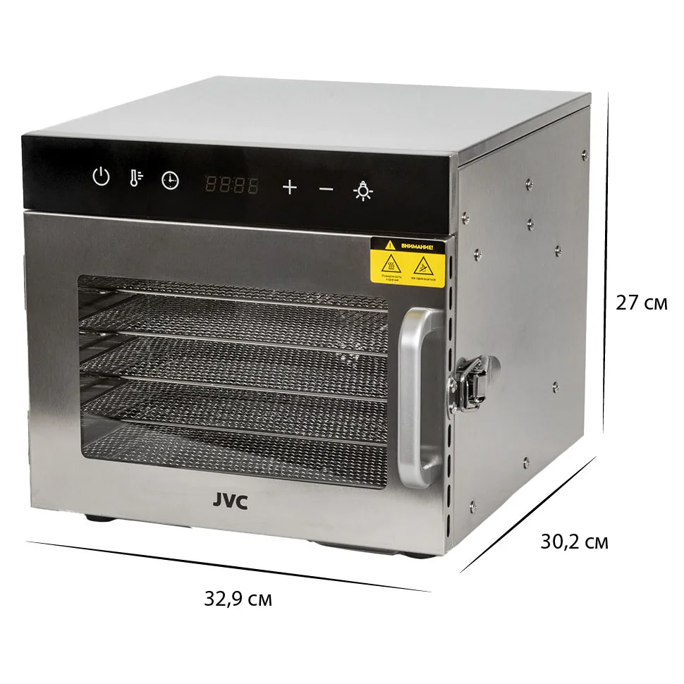 Электросушка JVC JK-FD802  500Вт, 6 лотков, 5 кг фруктов при сушке. вентилятор, сенсор. дисплей.