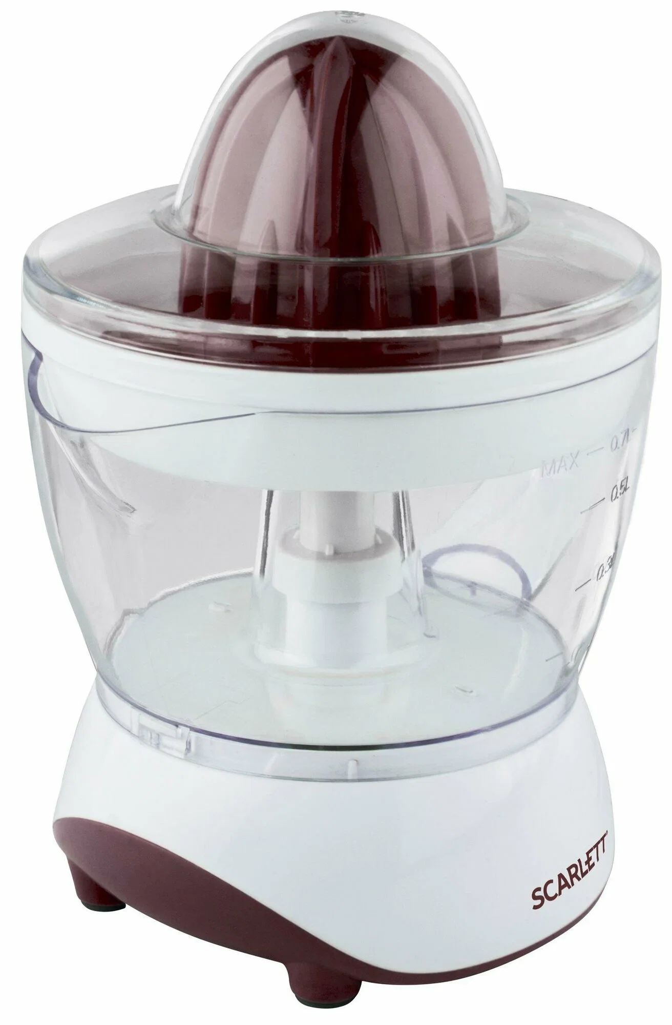 Соковыжималка цитрусовая Scarlett SC-JE50C06 25Вт рез.сок.:700мл. белый/коричневый