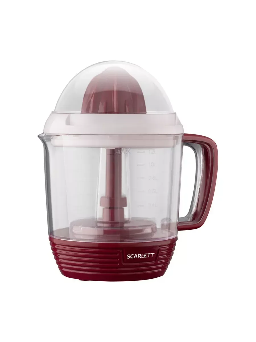 Соковыжималка цитрусовая Scarlett SC-JE50C08 25Вт рез.сок.:1200мл. красный/белый