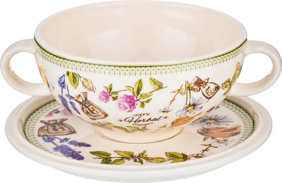 БУЛЬОННИЦА С БЛЮДЦЕМ LEFARD "HERBAL" 400 МЛ (КОР=24НАБ.)