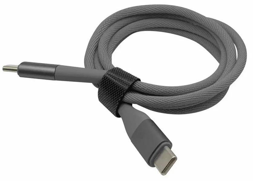 Кабель для цифровой техники и смартфонов Solove Type-C/Type-C SOLOVE, 100 см, 65W, PD, 3А, нейлоновая оплетка, DW3 (RUS) техпак темно-серый