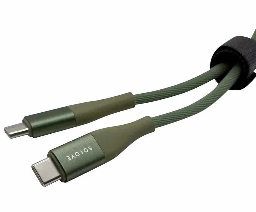 Кабель для цифровой техники и смартфонов Solove Type-C/Type-C SOLOVE, 100 см, 65W, PD, 3А, нейлоновая оплетка, DW3 (RUS) техпак темно-серый