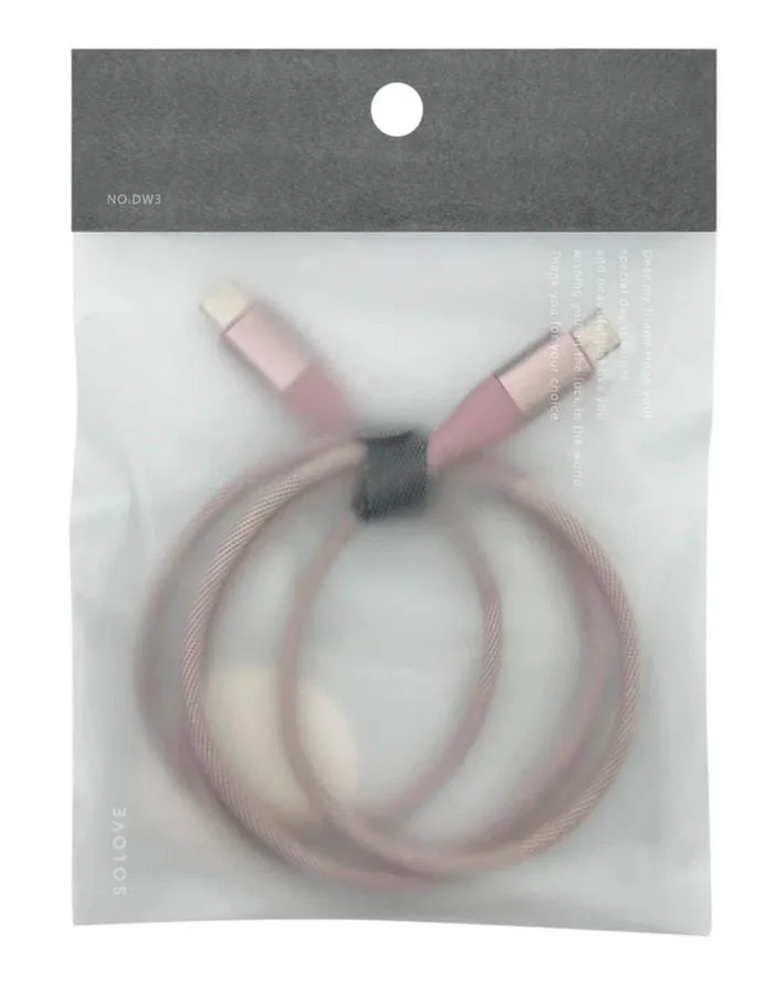 Кабель для цифровой техники и смартфонов Solove Type-C/Type-C SOLOVE, 100 см, 65W, PD, 3А, нейлоновая оплетка, DW3 (RUS) техпак темно-серый