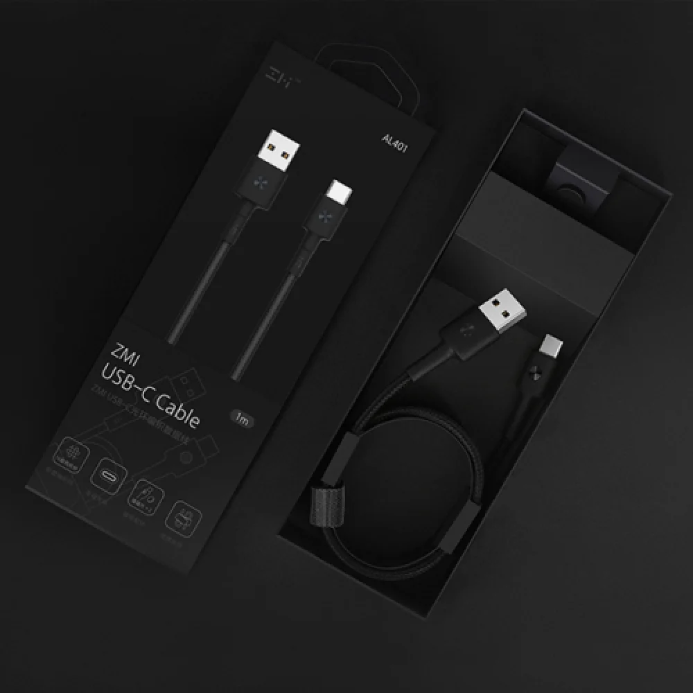 Кабель для цифровой техники и смартфонов Xiaomi USB/Lightning ZMI MFi, 100 см, 2.4 A, 12 Вт, материал оплетки Braided PP (AL805/AL803 Black)