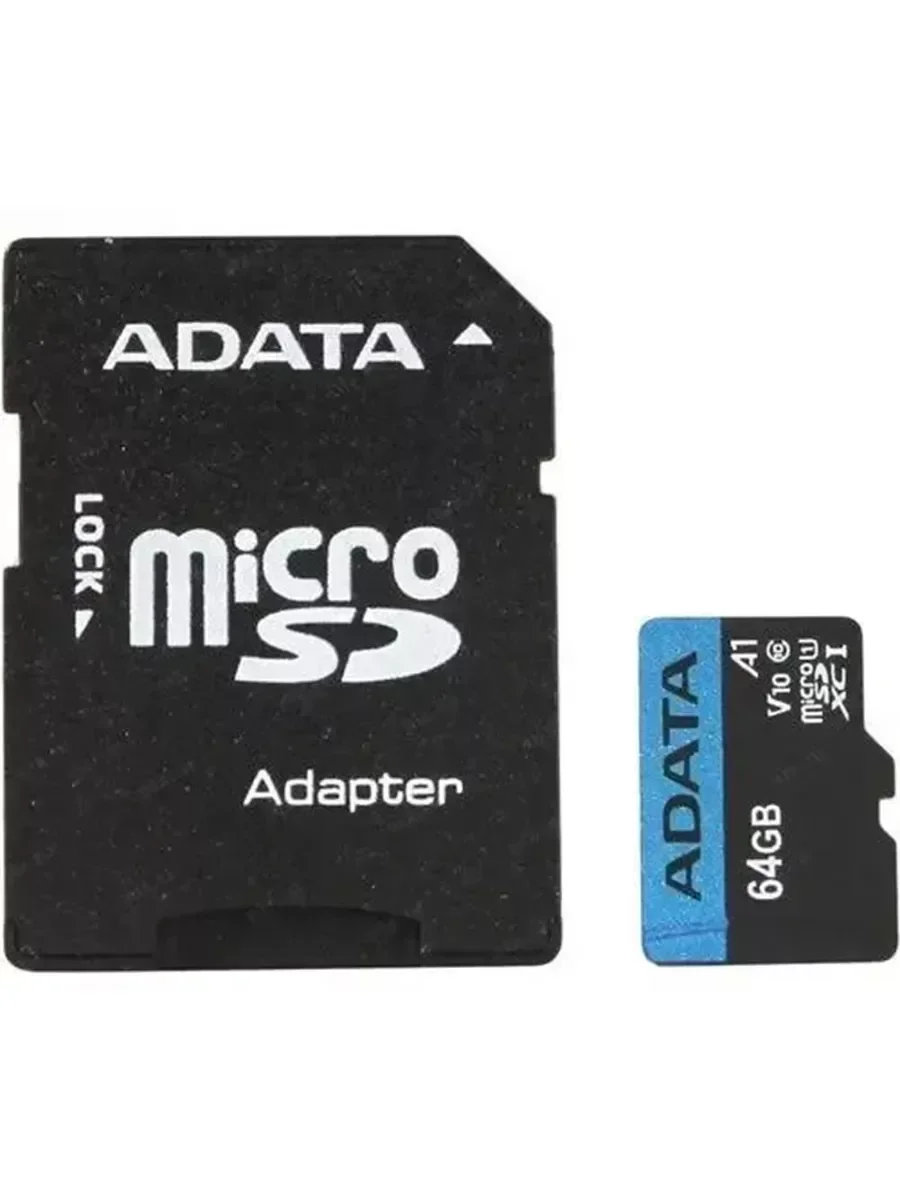 Карта памяти Adata MICRO, SDXC, 64 GB, CLASS 10, W/A (AUSDX64GUICL10A1-RA1)