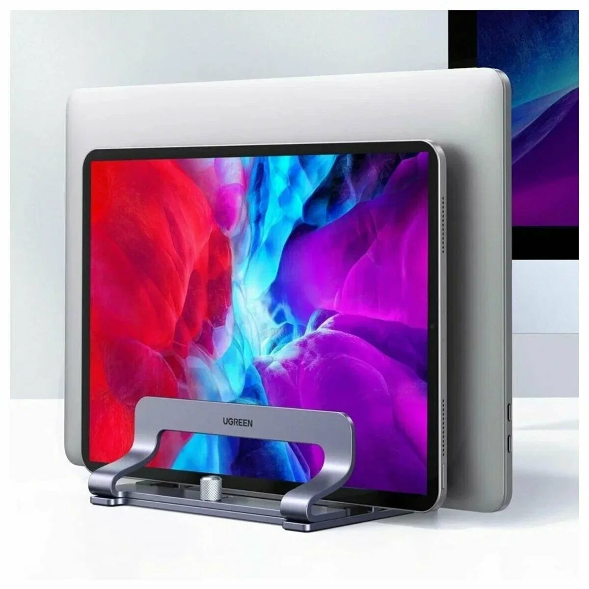 Подставка и держатель Ugreen LP258 (60643) Vertical Laptop Stand Dual-slot, вертикальная для ноутбука для 2 шт., серебристый