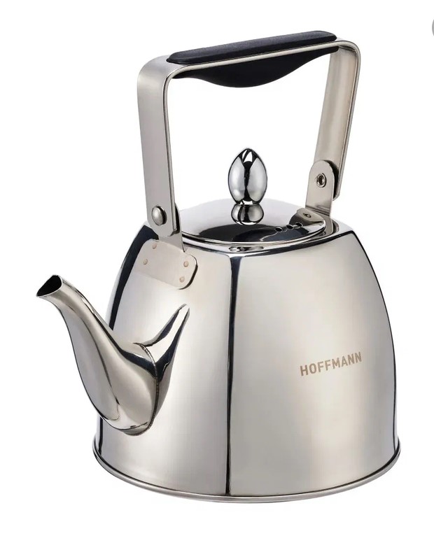 HOFFMANN 55231 чайник из нержавеющей стали, матовый, черная ручка 1,0 л. (12шт)