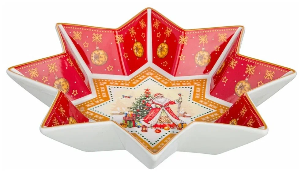 БЛЮДО-ЗВЕЗДА LEFARD "ДЕД МОРОЗ" 17,5*17,5*3,5 СМ КРАСНОЕ (КОР=36ШТ.)