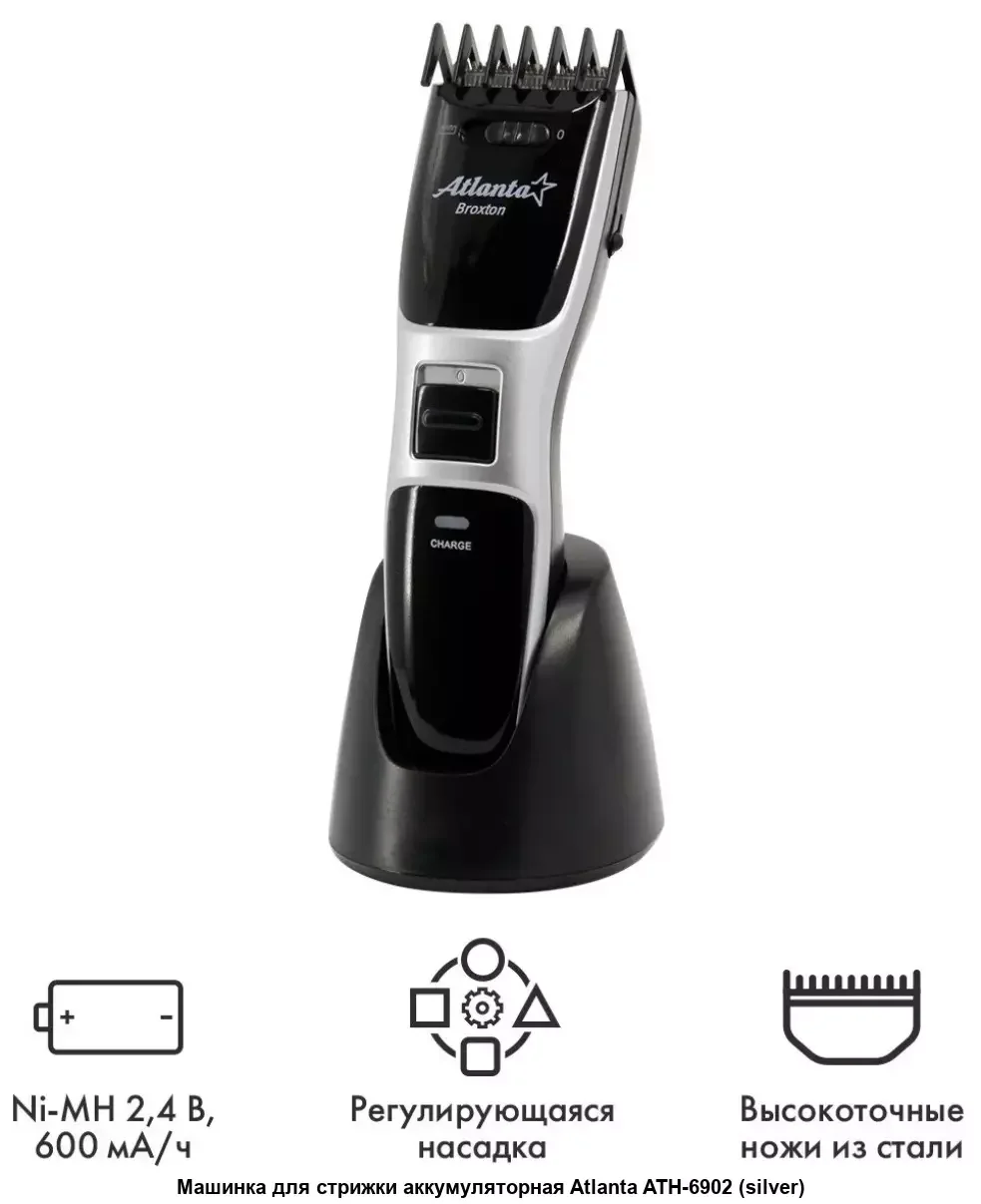 Машинка для стрижки Atlanta ATH-6902 (silver) аккумуляторная