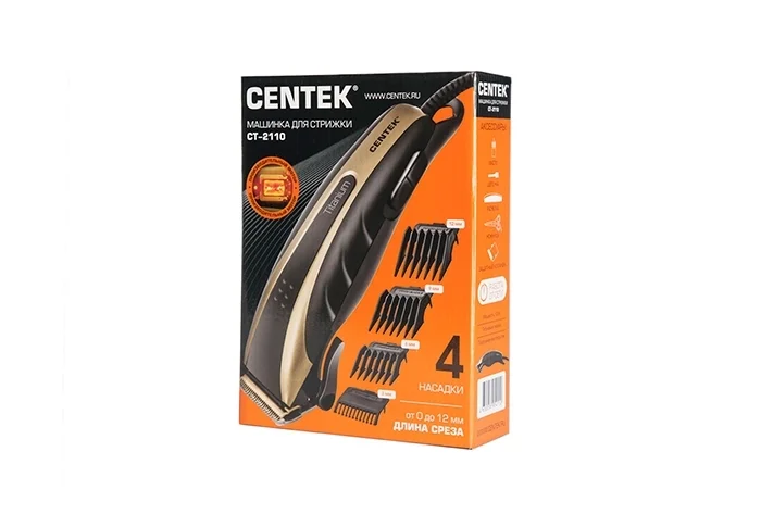 Машинка для стрижки Centek CT-2110 (черный/золотой) титановые ножи, прорезиненный корпус