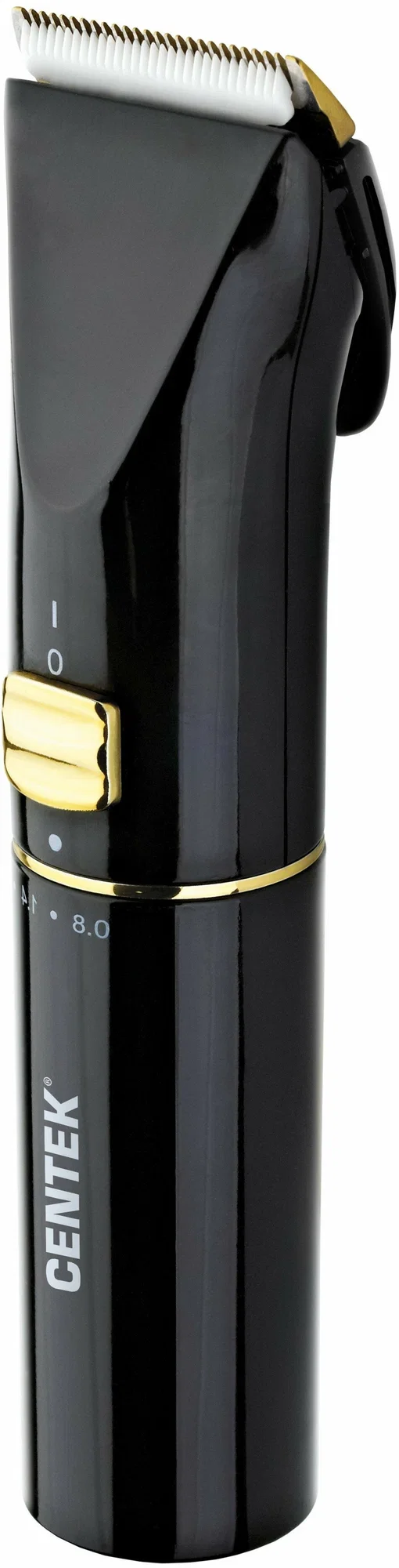 Машинка для стрижки Centek CT-2119 (черный/золотой) сеть/аккум, ножиТИТАН+КЕРАМИКА, 180 мин от батареи