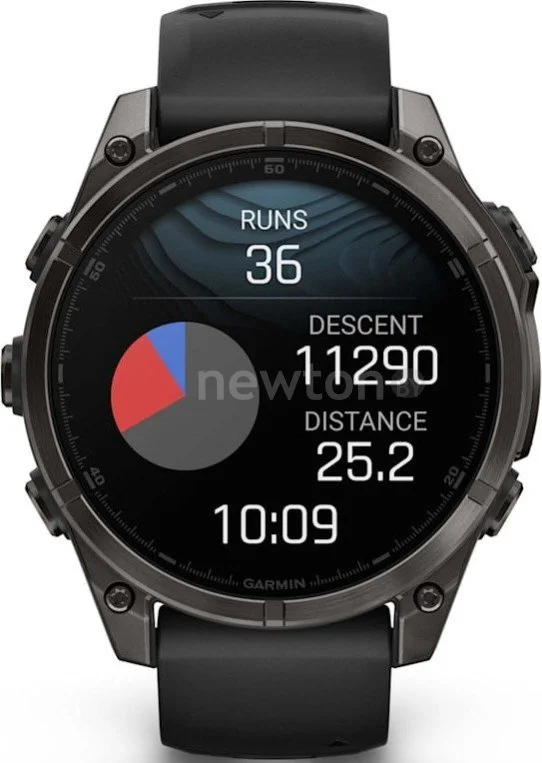 Смарт-часы Garmin Fenix 8 Solar Sapphire 47мм 1.3" корп.серый рем.черный (010-02906-11)