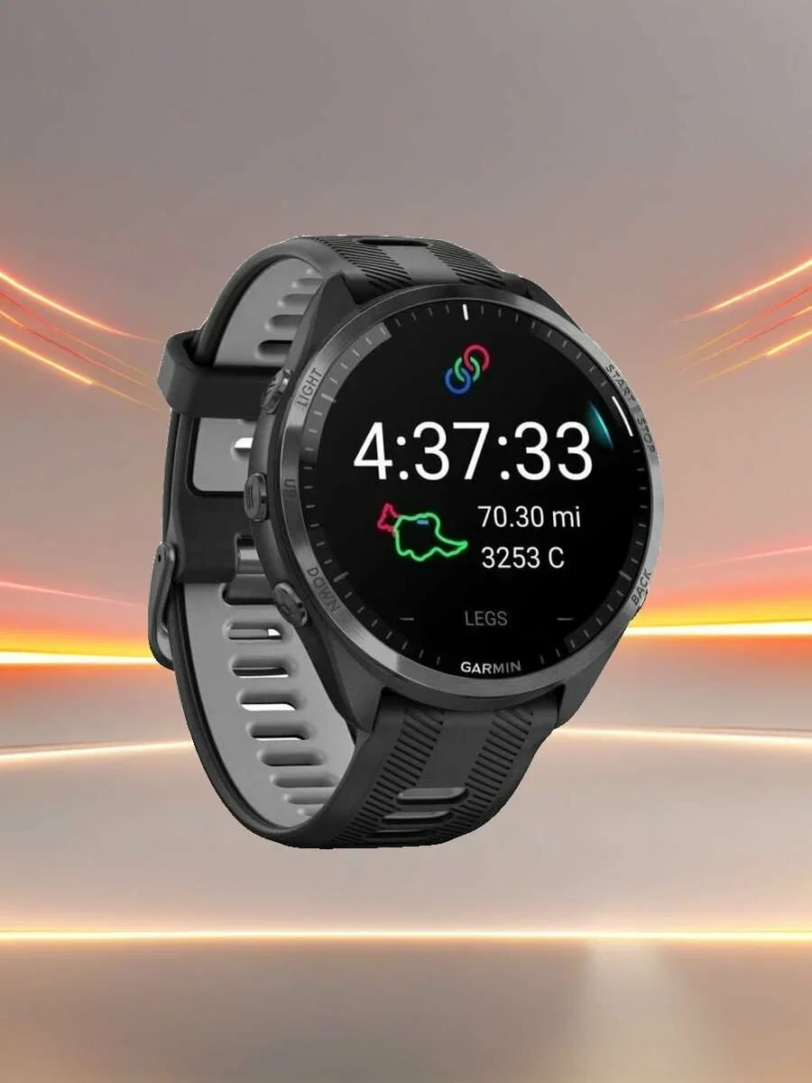 Смарт-часы Garmin Forerunner 965 47мм 1.4" AMOLED корп.черный рем.черный/желтый разм.брасл.:135-205мм (010-02809-12)