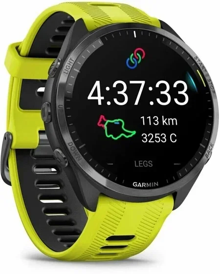 Смарт-часы Garmin Forerunner 965 47мм 1.4" AMOLED корп.черный рем.черный/желтый разм.брасл.:135-205мм (010-02809-12)