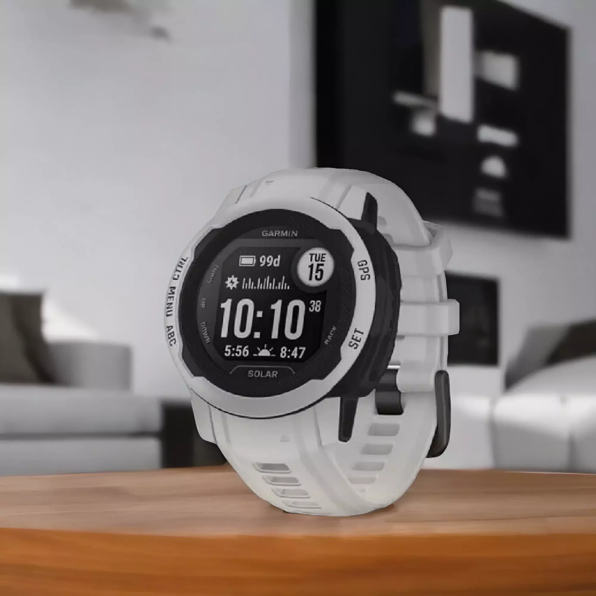 Смарт-часы Garmin Instinct 2s Solar 40мм 1.2" AMOLED корп.черный/белый рем.белый (010-02564-03)