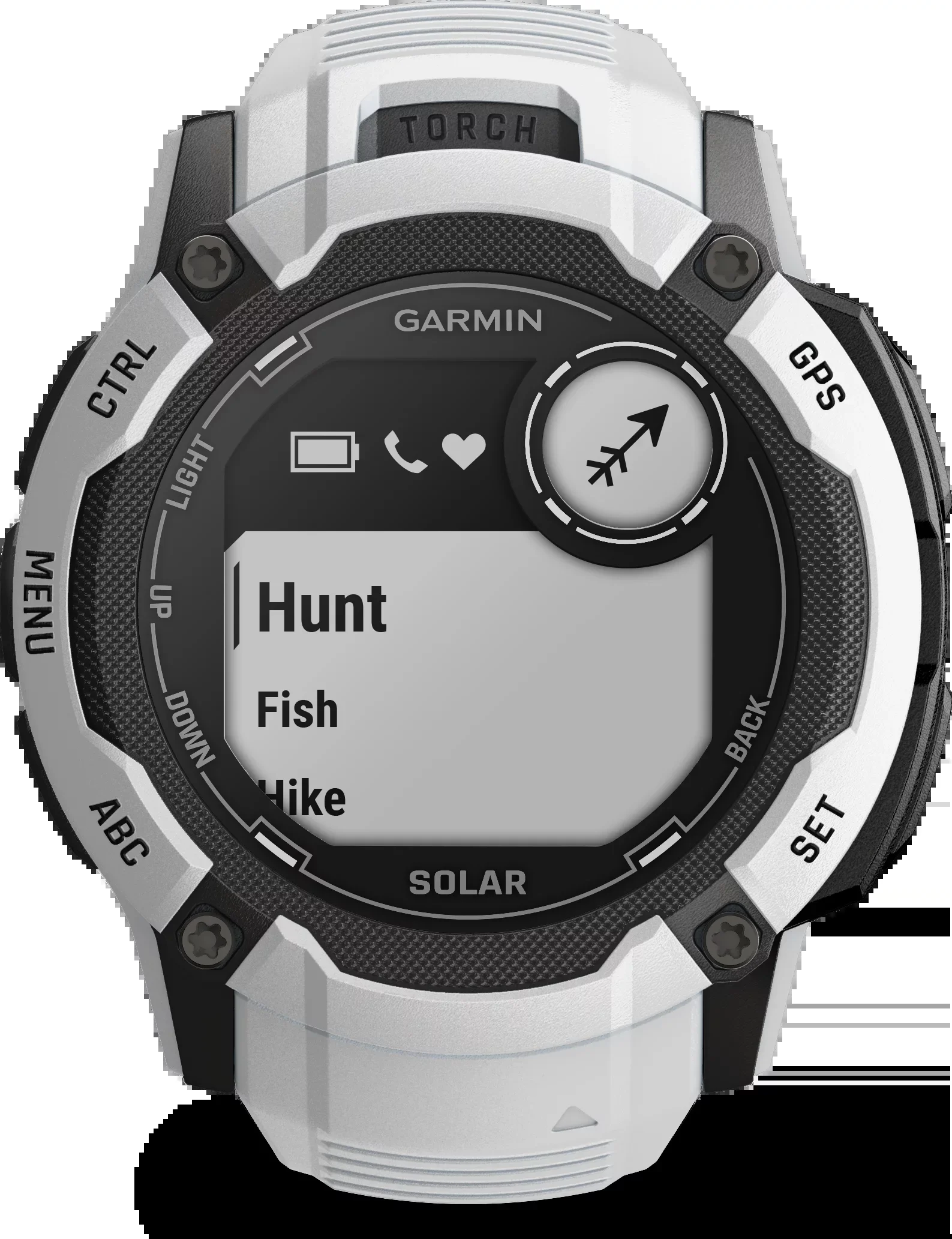 Смарт-часы Garmin Instinct 2X Solar 50мм 1" MIP корп.белый/черный рем.белый (010-02805-04)