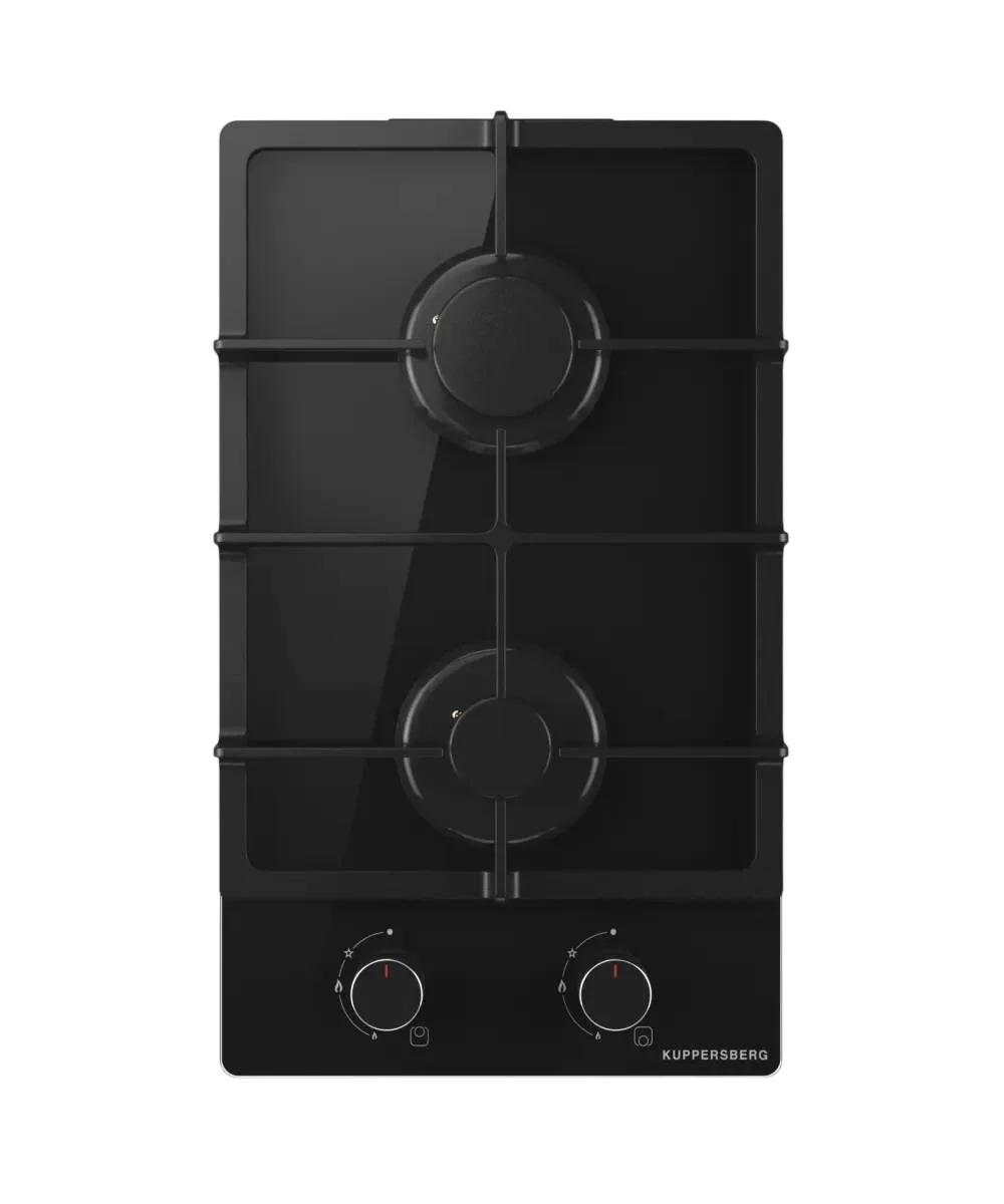 Варочная поверхность Kuppersberg FG 30 B, газ, High-Tech, 30 см, автоматический электроподжиг, газ-контроль, SABAF конфорки, чугунные решетки, цвет че